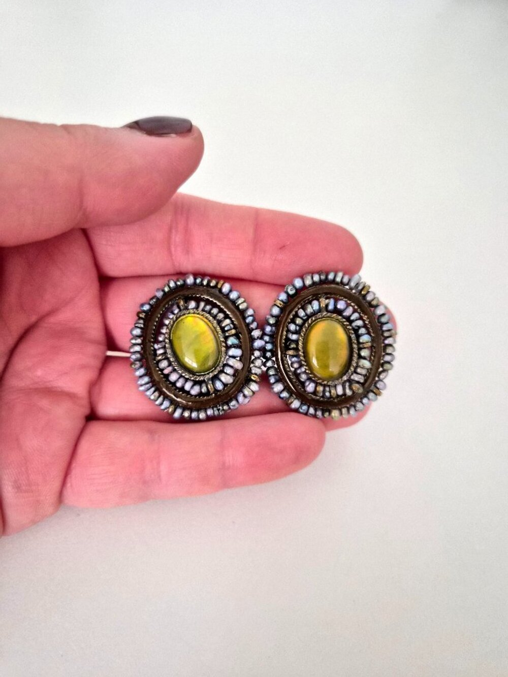 Vintage Designer Cabochon Earrings